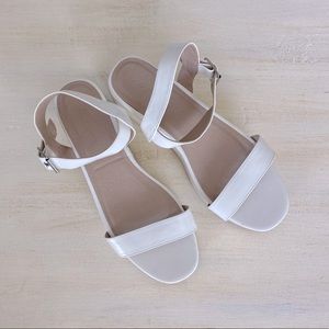 ASOS white platform buckle toe strap sandals 10